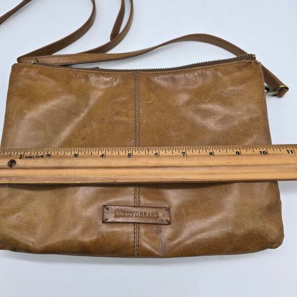 Vintage Lucky Brand Women's Leather Double Zipper Crossbody Bag Handbag Brown - Picture 12 of 15
